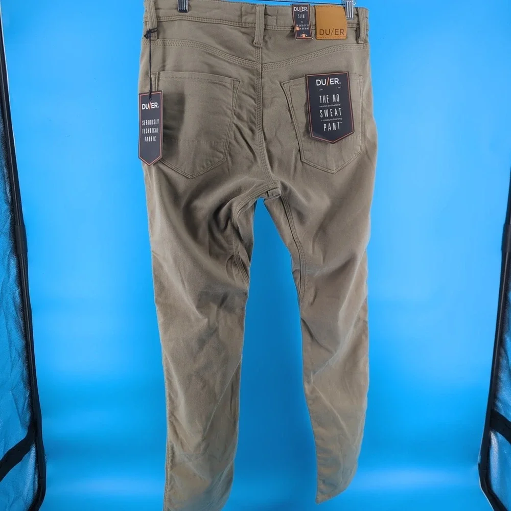 DUER DU/ER N2X Pants Mens Size 33x32 Tan No Sweat Jogger Slim Fit Stretch NWT